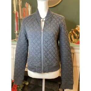 Gap Quilted‎ Bomber Jacket Charcoal Grey Full Zip Mock Neck Women's Size S